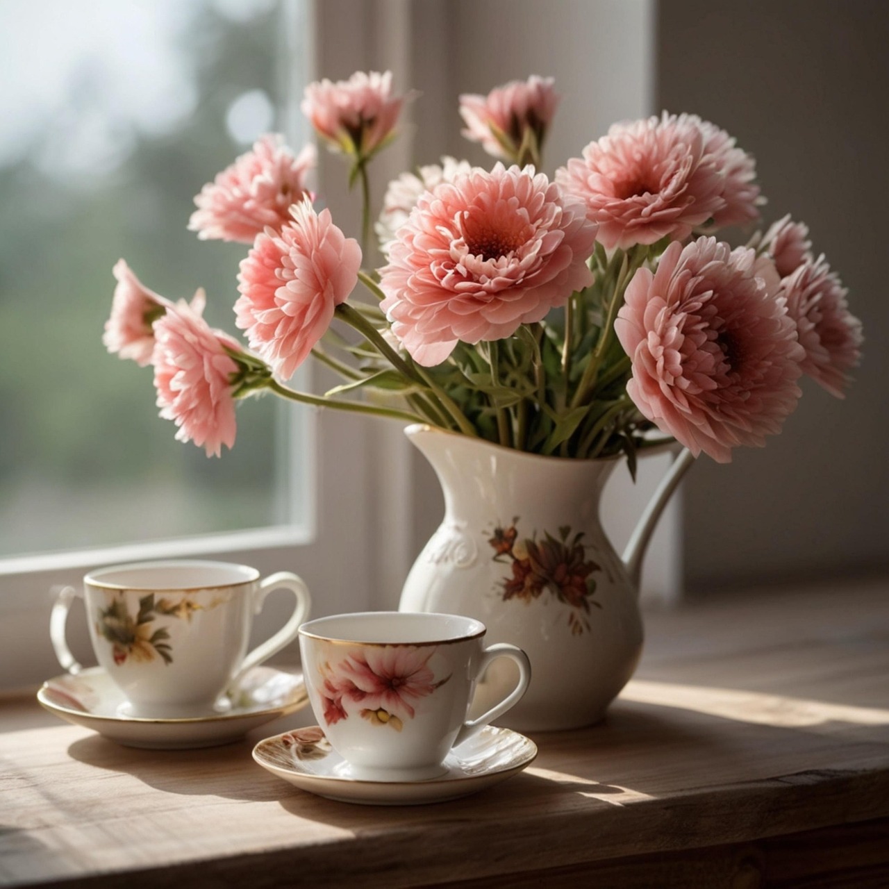 Immagine di un'alba con una tazza di caffè, simbolo di dolci frasi buongiorno per lei.